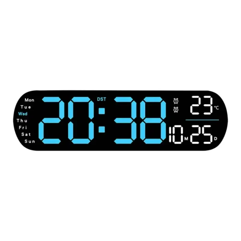 ساعت دیجیتال دیواری مدل DS-5502 با نمایشگر LED بزرگ، ریموت کنترل، تایمر و دماسنج