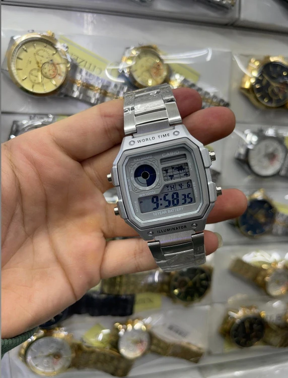 ساعت دیجیتال مردانه جهانی مدل AE1200WHD - ۴۲ میلی‌متر - نقره‌ای برند casio