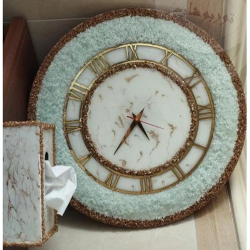 ساعت رزینی رینگ‌دار طرح دور کریستالWall clock with resin ring 1