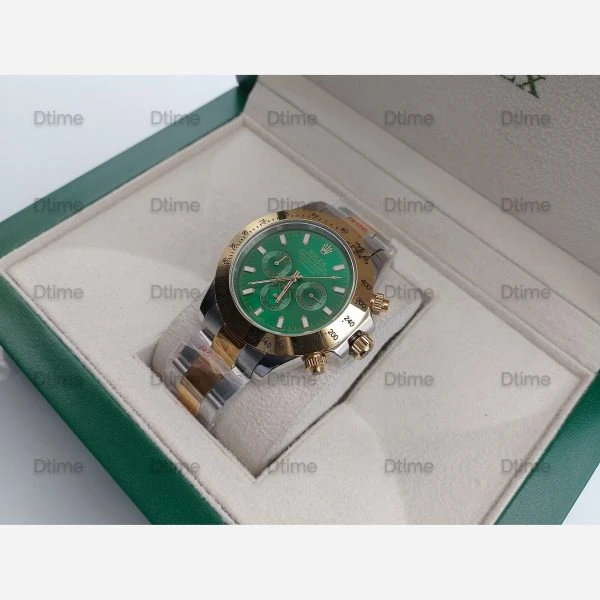 ساعت رولکس دیتونا دورنگ طلایی صفحه سبز تک مردانه