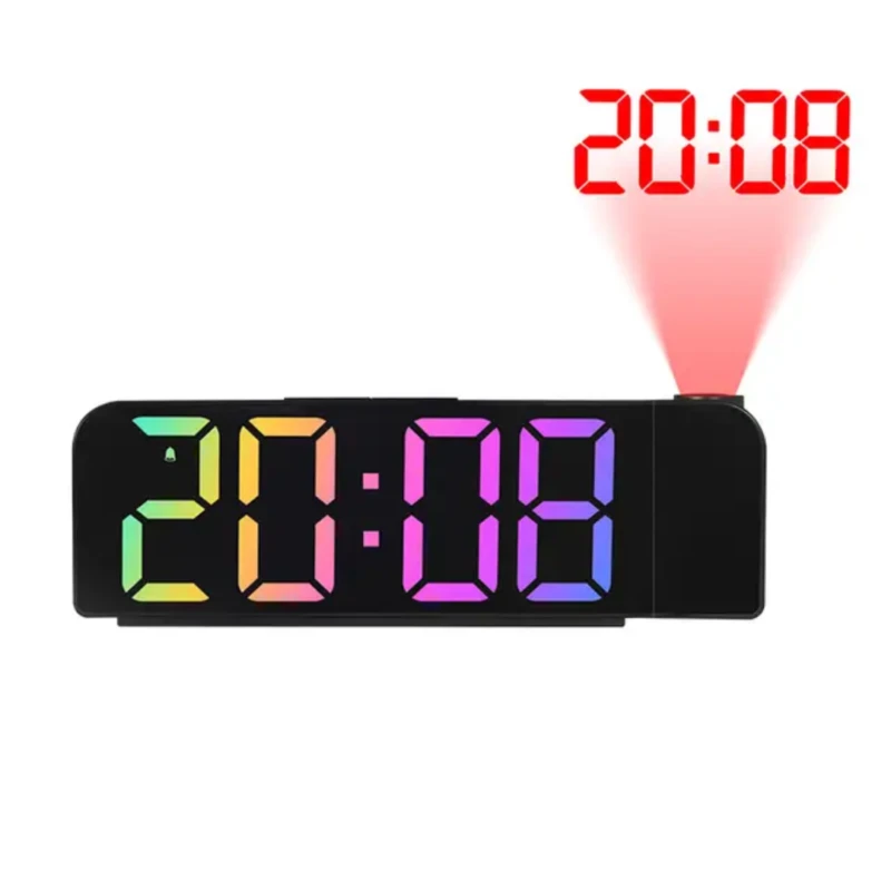 ساعت رومیزی دیجیتال RGB پروژکتوردار مدل GH0729 با تغییر رنگ خودکار