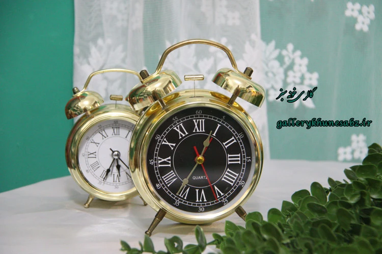 ساعت رومیزی زنگ دار طلایی کیفیت عالی سایز بزرگ و متوسط