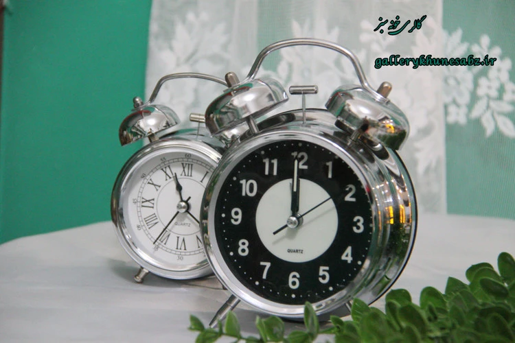 ساعت رومیزی زنگ دار نقره ای کیفیت عالی سایز بزرگ و متوسط