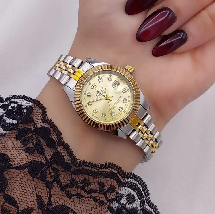 ساعت زنانه Rolex دو رنگ موتور ژاپنی در دو مدل لوکس اقتصادی| ۱۷۰۲