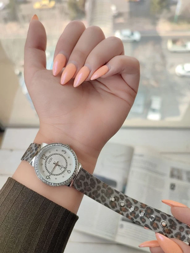 ساعت زنانه بند پلنگی حصیری GEDI