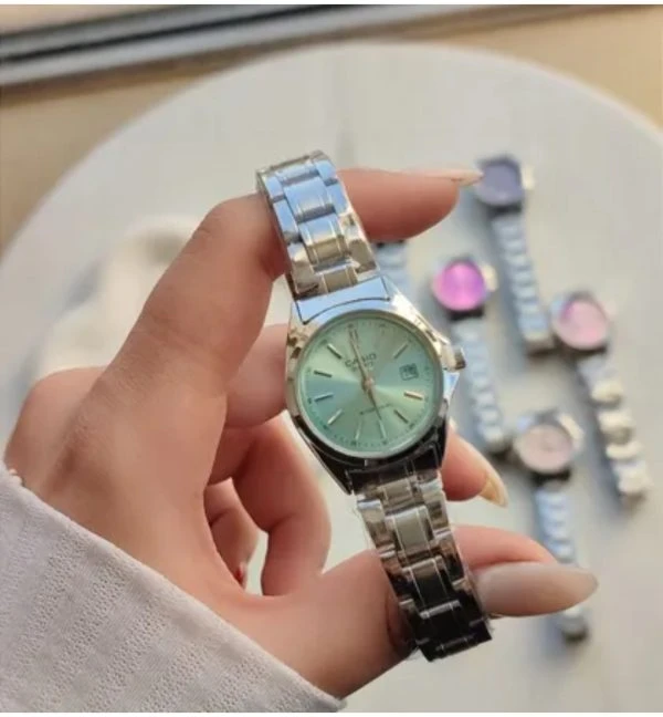ساعت زنانه مارک کاسیو Casio رنگی (صفحه سبز)