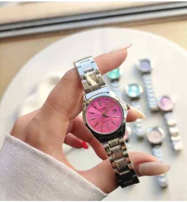 ساعت زنانه مارک کاسیو Casio رنگی (صفحه صورتی)