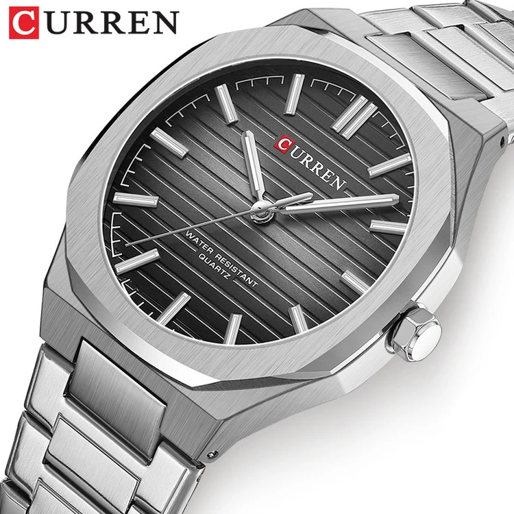 ساعت مردانه ارزان بند استیل ضد آب کارن 8456 (کورن CURREN) نقره ای-مشکی
