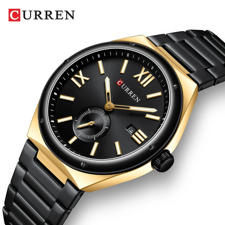 ساعت مردانه زیرثانیه کورن 8471 (کارن CURREN) مشکی-طلایی