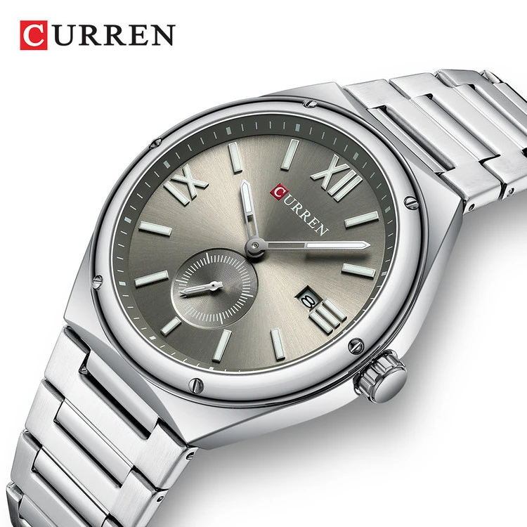 ساعت مردانه زیرثانیه کورن 8471 (کارن CURREN) نقره ای-خاکستری