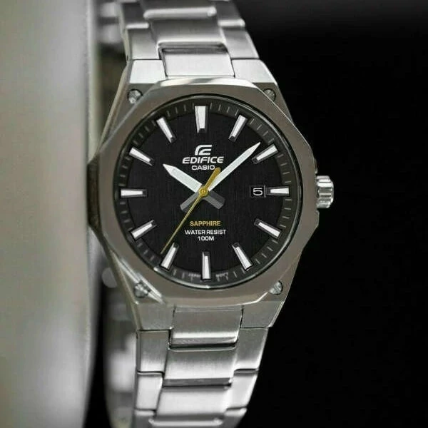 ساعت مچی ادیفایس Casio Edifice EFR-S108D-1AV بند استیل رنگ ثابت ،مسترکوالیتی صفحه مشکی