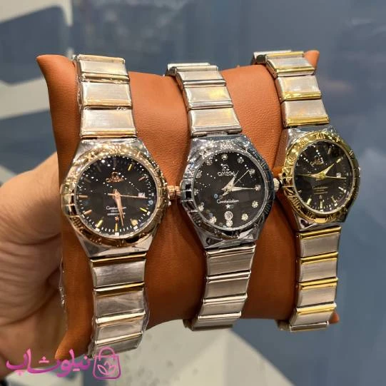 ساعت مچی امگا زنانه کانسلیشن صفحه مشکی + جعبه و بگ کد 1500