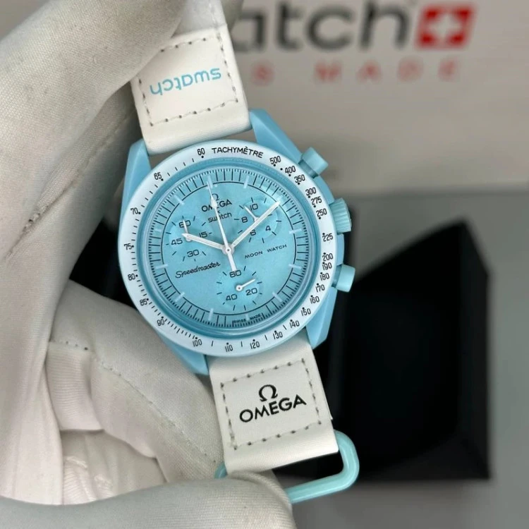 ساعت مچی امگا سواچ فیروزه ای اورانوس Omega x Swatchمدل Mission to Uranus (مدل های کپی مشابه اصلی)