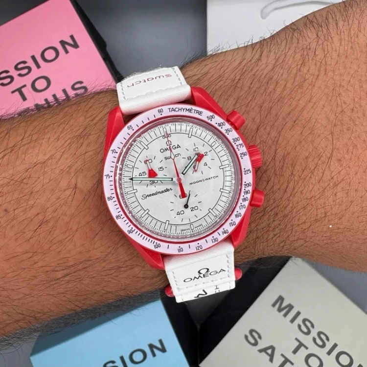 ساعت مچی امگا سواچ مریخ Omega x Swatchمدل Mission to Mars رنگ قرمز (مستر کوالیتی مشابه اصلی)