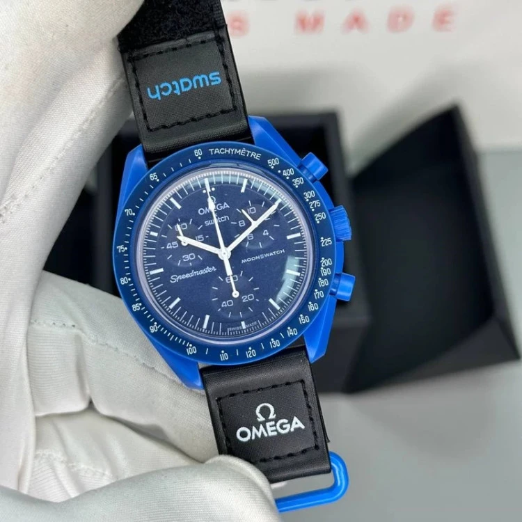 ساعت مچی امگا سواچ نپتون Omega x Swatchمدل Mission to Neptune رنگ آبی تیره(مستر کوالیتی مشابه اصلی)