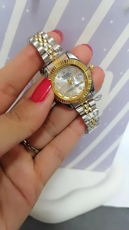 ساعت مچی زنانه رولکس ROLEX دورنگ طلایی و نقره ای