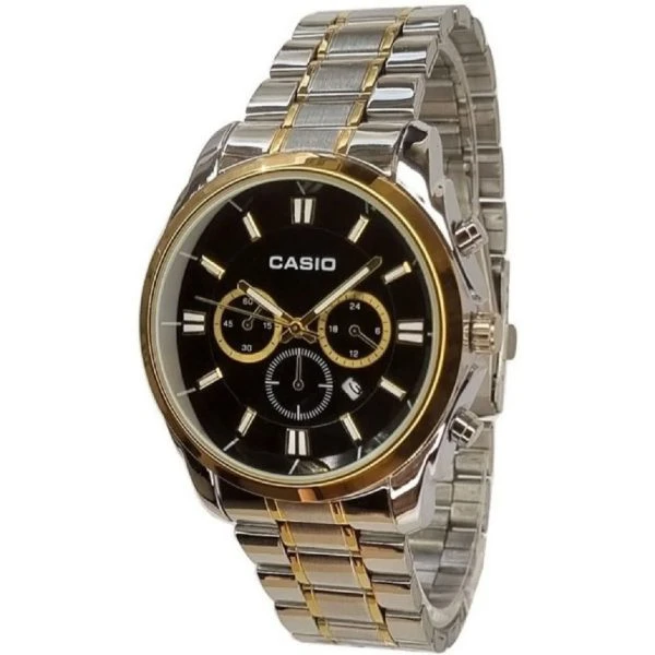 ساعت مچی زنانه کاسیو Casio طرح سه موتوره نقره ای طلایی