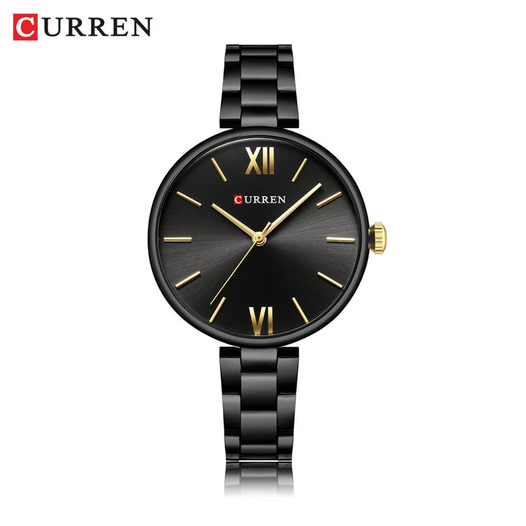 ساعت مچی زنانه کلاسیک اصل مجلسی استیل برند کارن 9017 (کورن CURREN) مشکی