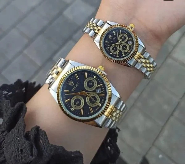 ساعت مچی ست زنانه مردانه رولکس Rolex صفحه مشکی
