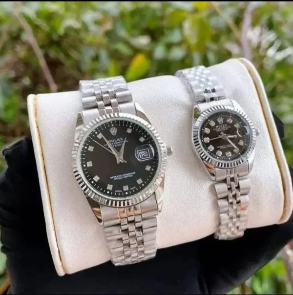 ساعت مچی ست زنانه مردانه رولکس Rolex نقره ای
