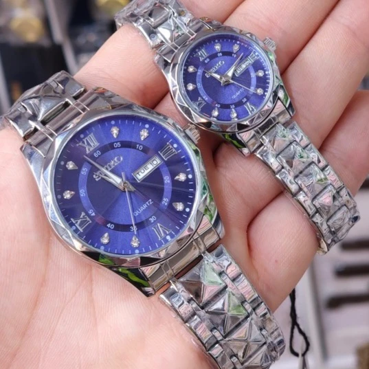 ساعت مچی ست سیکو نقره ای صفحه آبی
