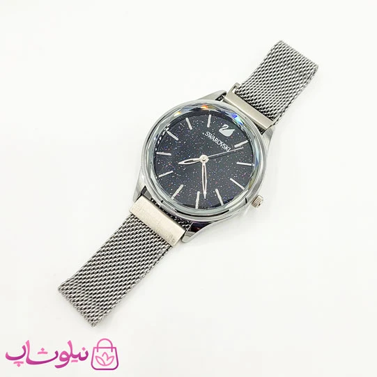 ساعت مچی سواروسکی زنانه موتور ژاپن مدل نقره ای مشکی کد 1550