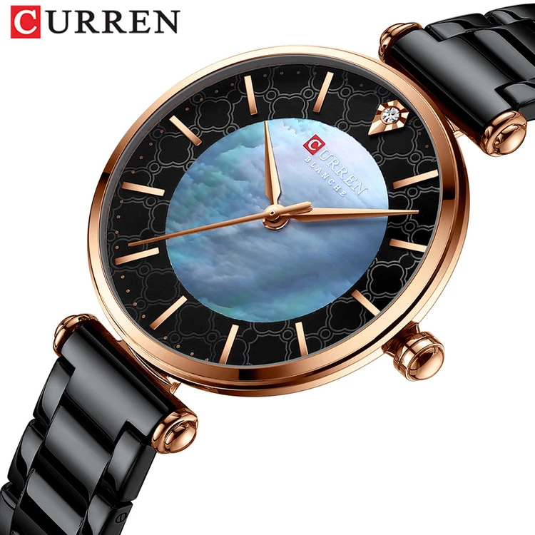 ساعت مچی لوکس زنانه بند استیل کارن 9072 (کورن CURREN) مشکی