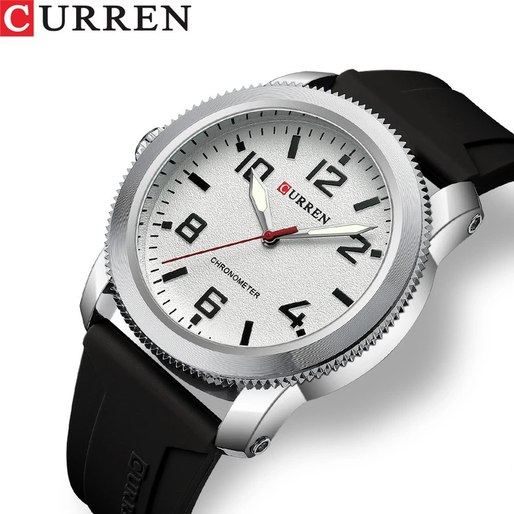 ساعت مچی مردانه بند سیلیکونی کارن 8454 (کورن CURREN) مشکی-سفید