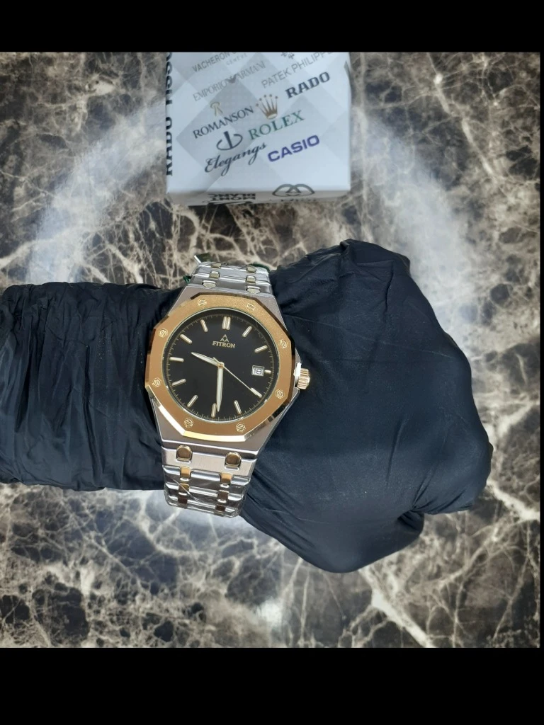 ساعت مچی مردانه فیترون (Fitron) – الهام‌گرفته از طراحی آیکونیک Royal Oak مشکی