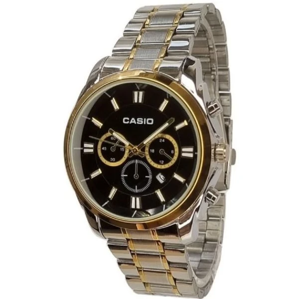 ساعت مچی مردانه کاسیو Casio طرح سه موتوره صفحه مشکی