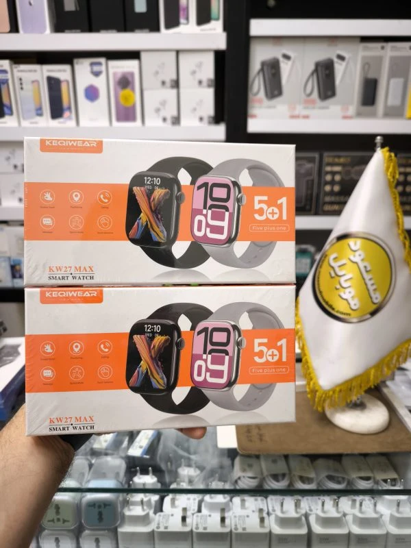 ساعت هوشمند 45 میلی‌متری کیویر مدل KW 27 Max با بند سیلیکونی و 5 بند متنوع
