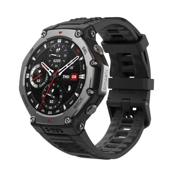 ساعت هوشمند آمازفیت مدل NAZ NEW GEN REX 3 SPORT دارای قابلیت های قابلیت تغییر طرح ساعت یا تم بند سیلیکون
