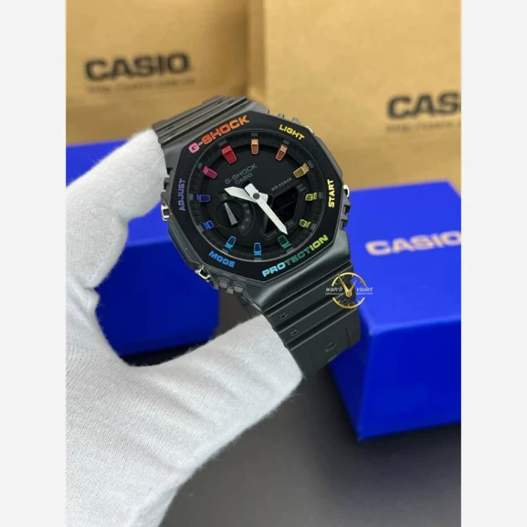 ساعت کاسیو جیشاک GA2100 مشکی رنگین کمانی G-Shock-5822-G