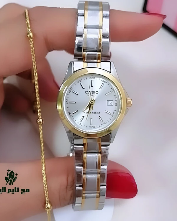 ساعت کاسیو دو رنگ طلایی و نقره ای ضدآب