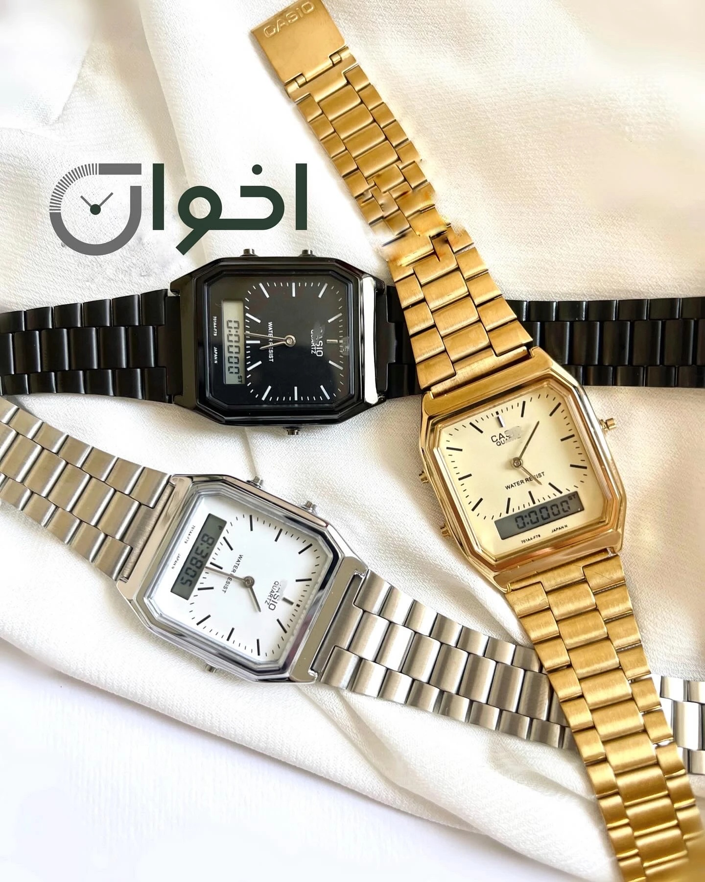 ساعت کاسیو دو زمانه فلزی