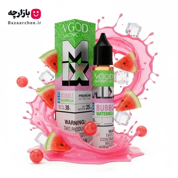 سالت نیکوتین میکس آدامس بادکنکی هندوانه یخ ویگاد | VGOD Mix Iced Bubble Watermelon SaltNic