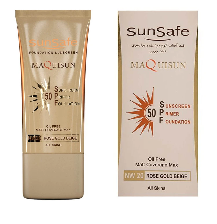 • سان سیف، ضد آفتاب کرم پودری و پرایمری مکیسان SPF50 بژ رز گلدNW20