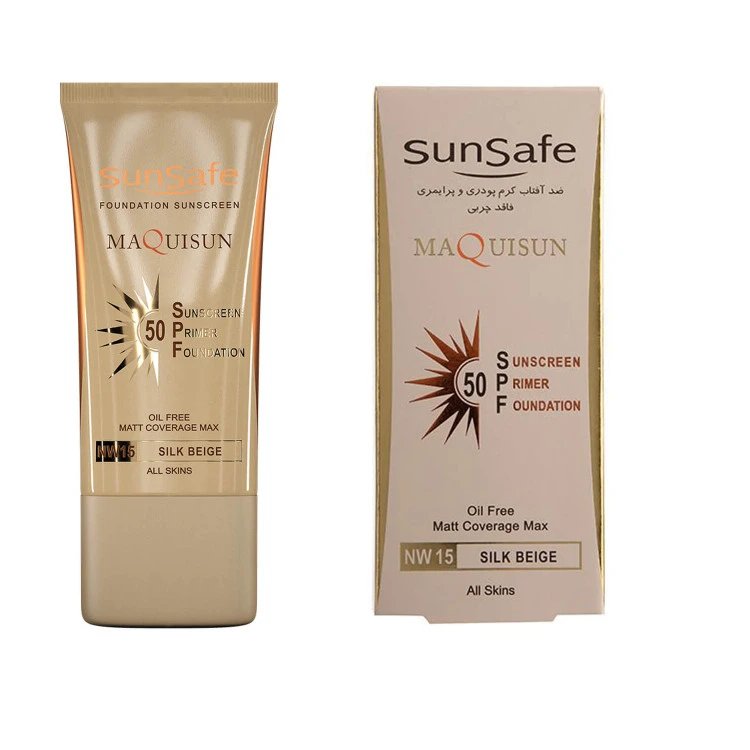 • سان سیف، ضد آفتاب کرم پودری و پرایمری مکیسان SPF50 بژابریشمی NW15