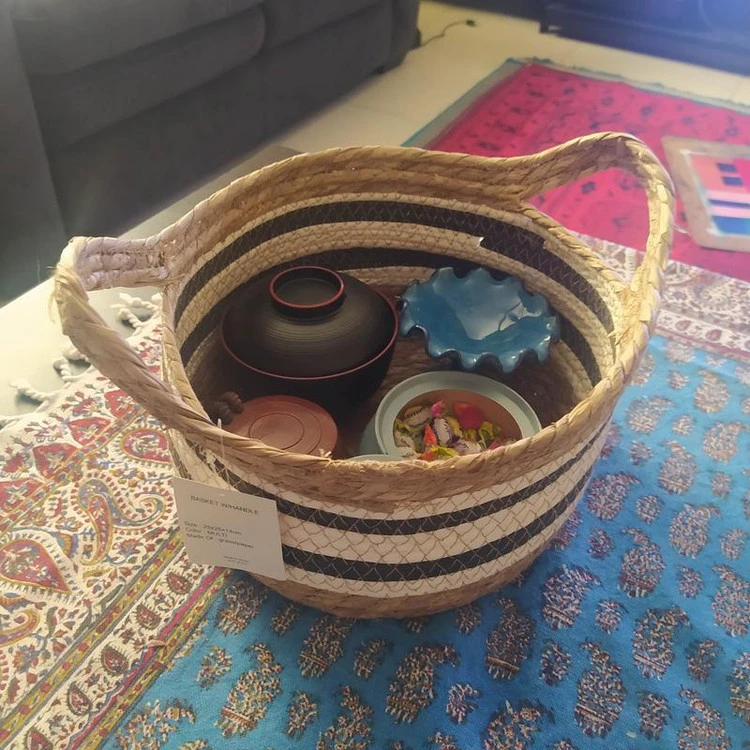سبد حصیری تزیینی هوم باکس بسیار زیبا و شیک