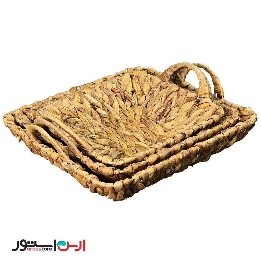 سبد حصیری مربع دسته دار ویتنام سایز کوچک