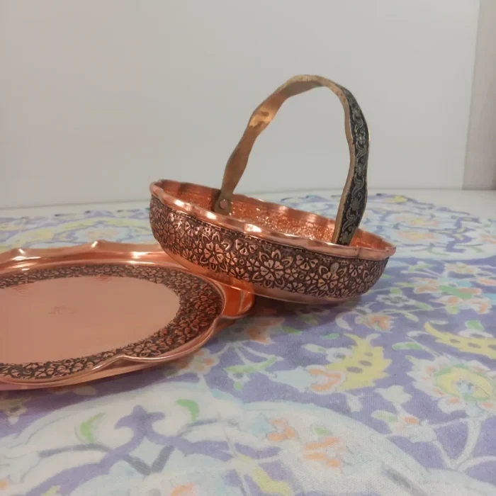 سبد شکلات خوری مسی گلبرگ سیاه قلم شده نانو ارسال رایگان