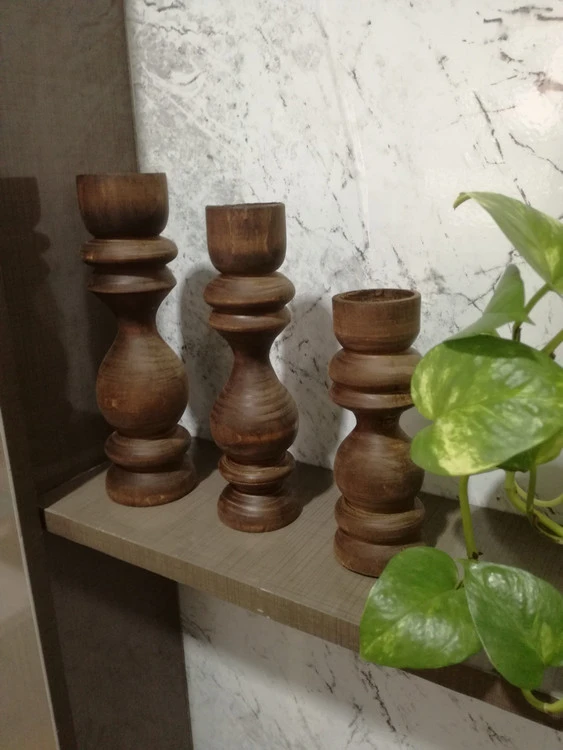 ست 3 عددی شمعدان چوبی خاص