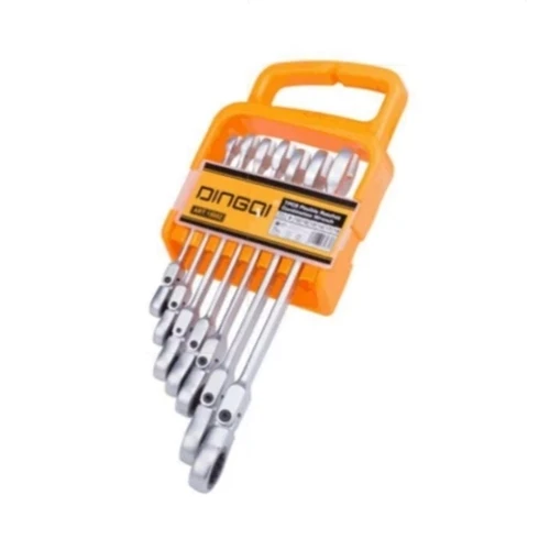 ست آچار 7عددی یکسر رینگی جغجغه ای تاشو لولایی دینگی مدل 150027-piece single-ended ratchet wrench set, Dinghi model 15002