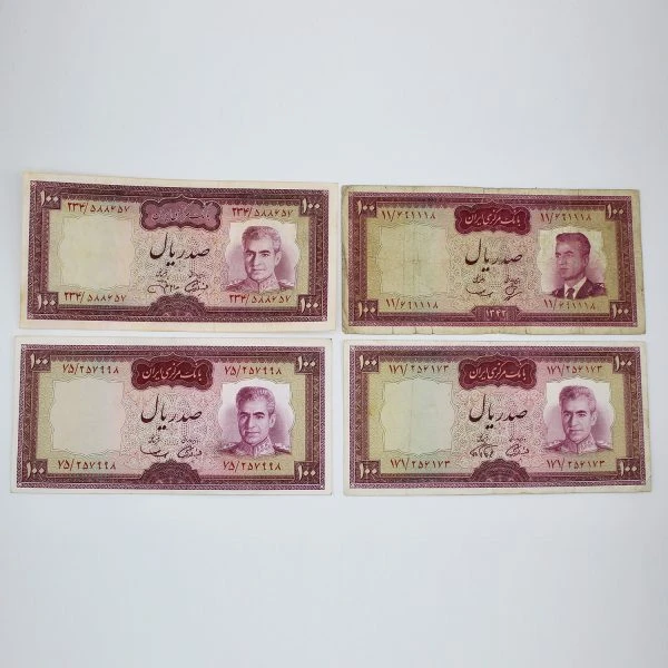 ست اسکناس 100 ریالی محمدرضا شاه با امضاهای مختلف – 588657