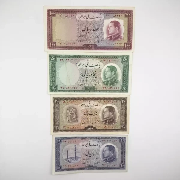 ست اسکناس نیم رخ محمدرضا شاه – 4 برگ – 083324
