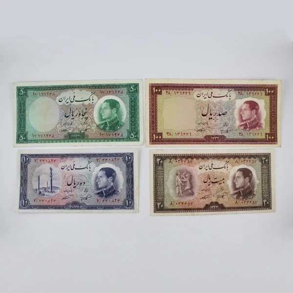 ست اسکناس های نیم رخ محمدرضا شاه پهلوی سری ششم 1333 – 171268