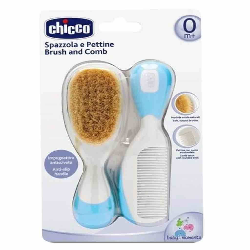 ست برس و شانه نوزاد ایتالیایی چیکو Chicco آبی رنگ