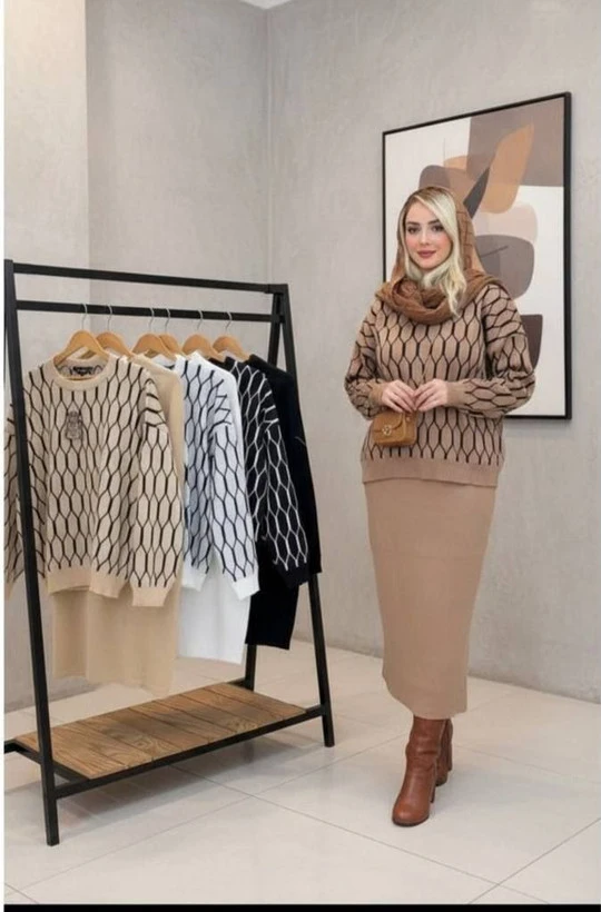 ست بلوز دامن بافت کد 52666