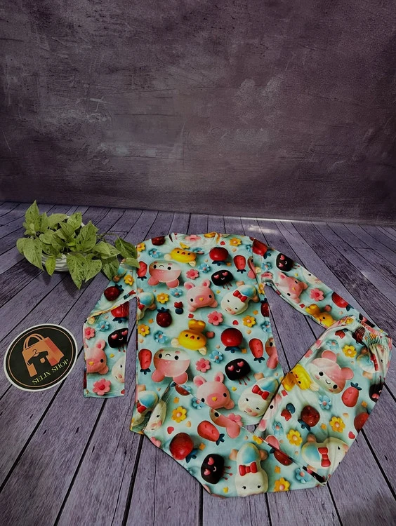 ست بلوز شلوار مخمل سه بعدی