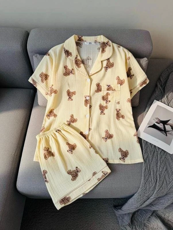 ست بلوز و شورتک کریشه طرح خرس تدی (Teddy Bear)